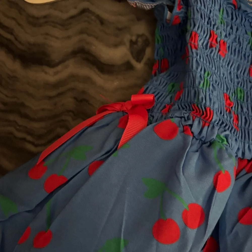 Oodles Blue Cherry Dog Dress